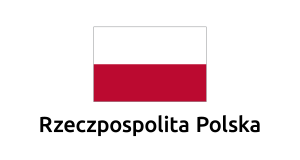 Flaga i napis Rzeczpospolita Polska