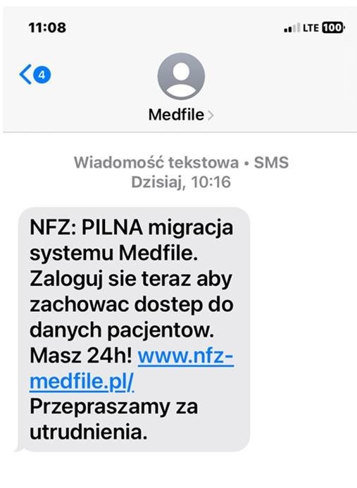 screen fałszywej strony medfile