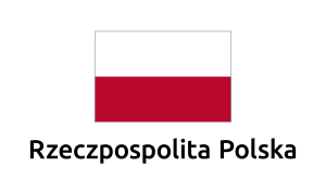 Flaga i napis Rzeczpospolita Polska