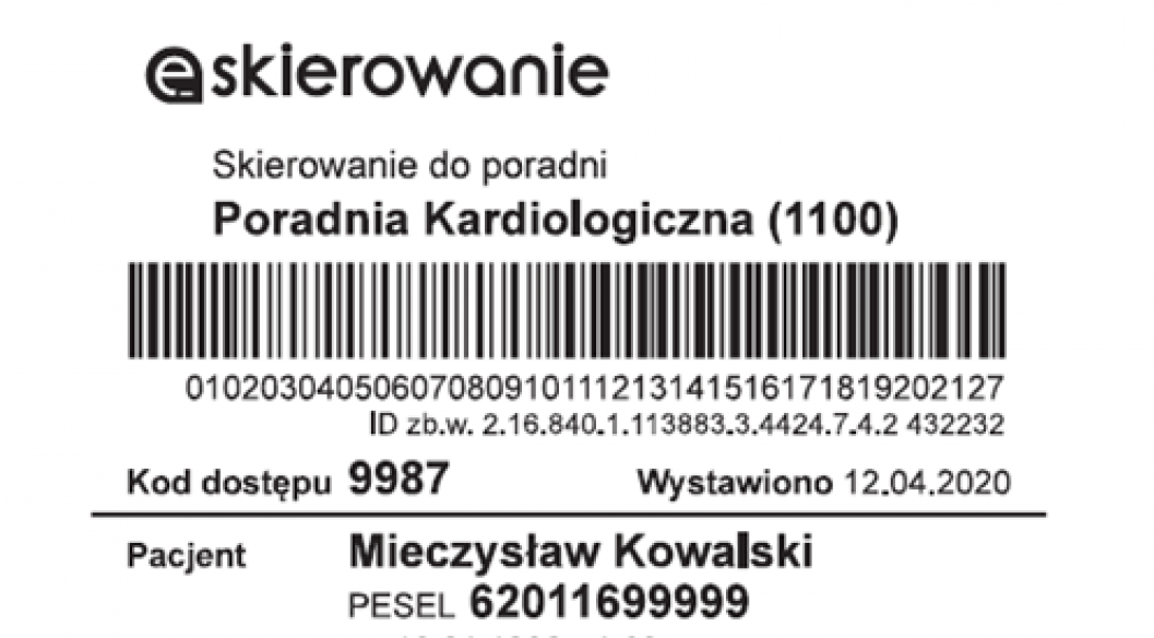 Przykładowy widok e-skierowania