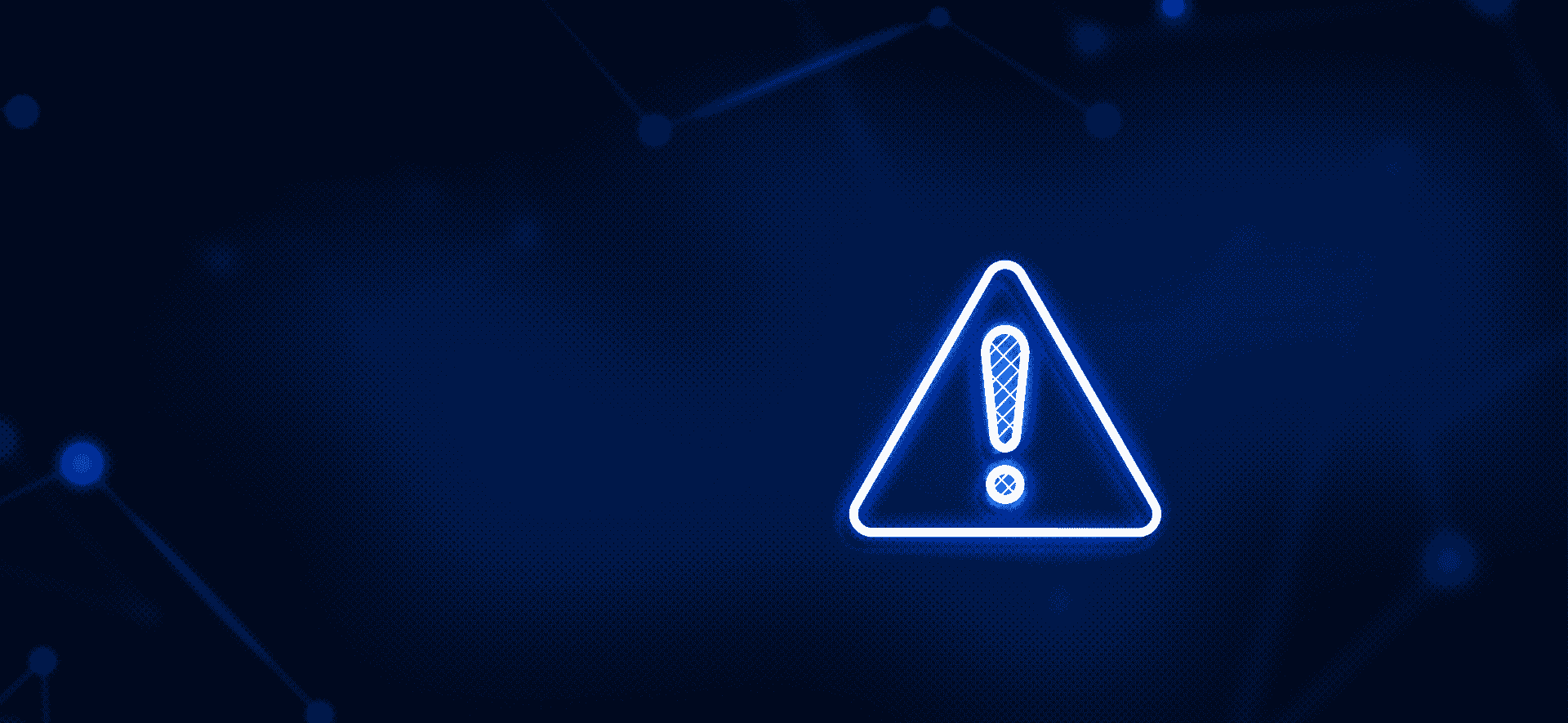 niebieski trójkąt z wykrzyknikiem na granatowym tle