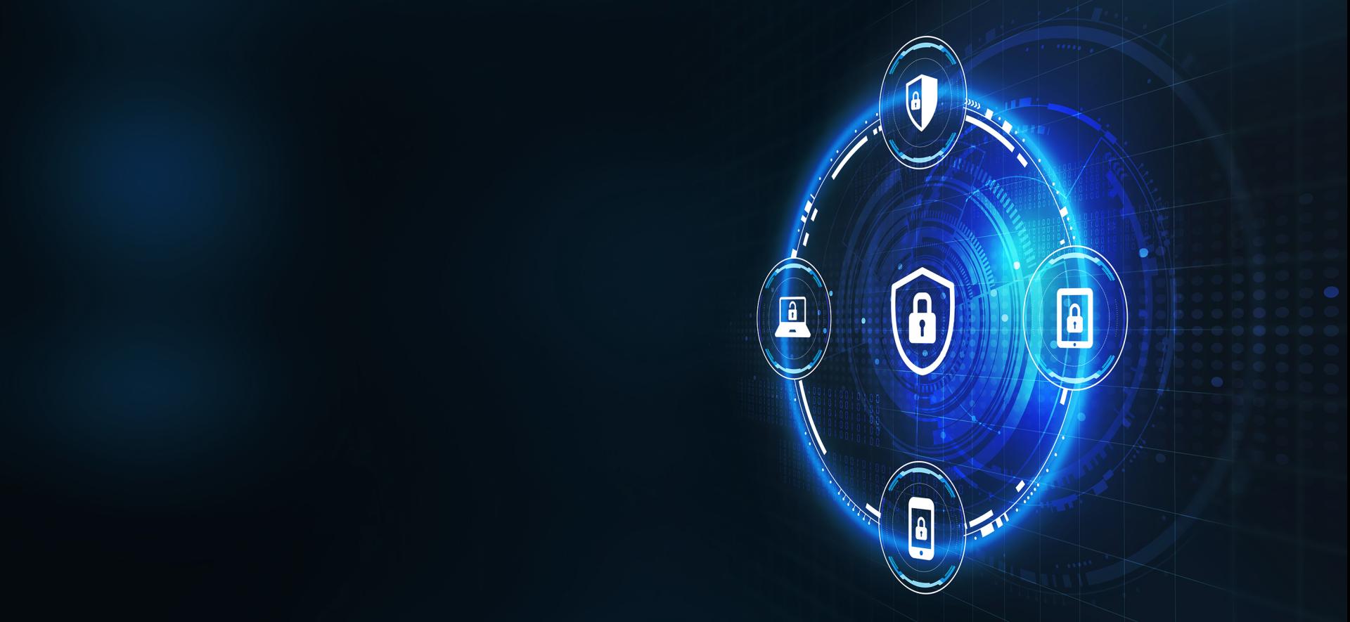 cyfrowa tarcza i okrąg z ikonami