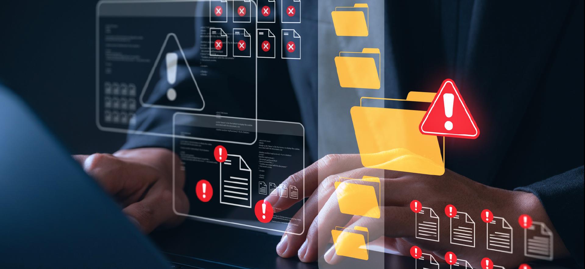 ikony folderów i wykrzykników