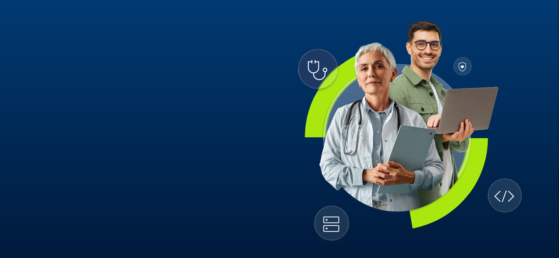 lekarz i pacjent z laptopami