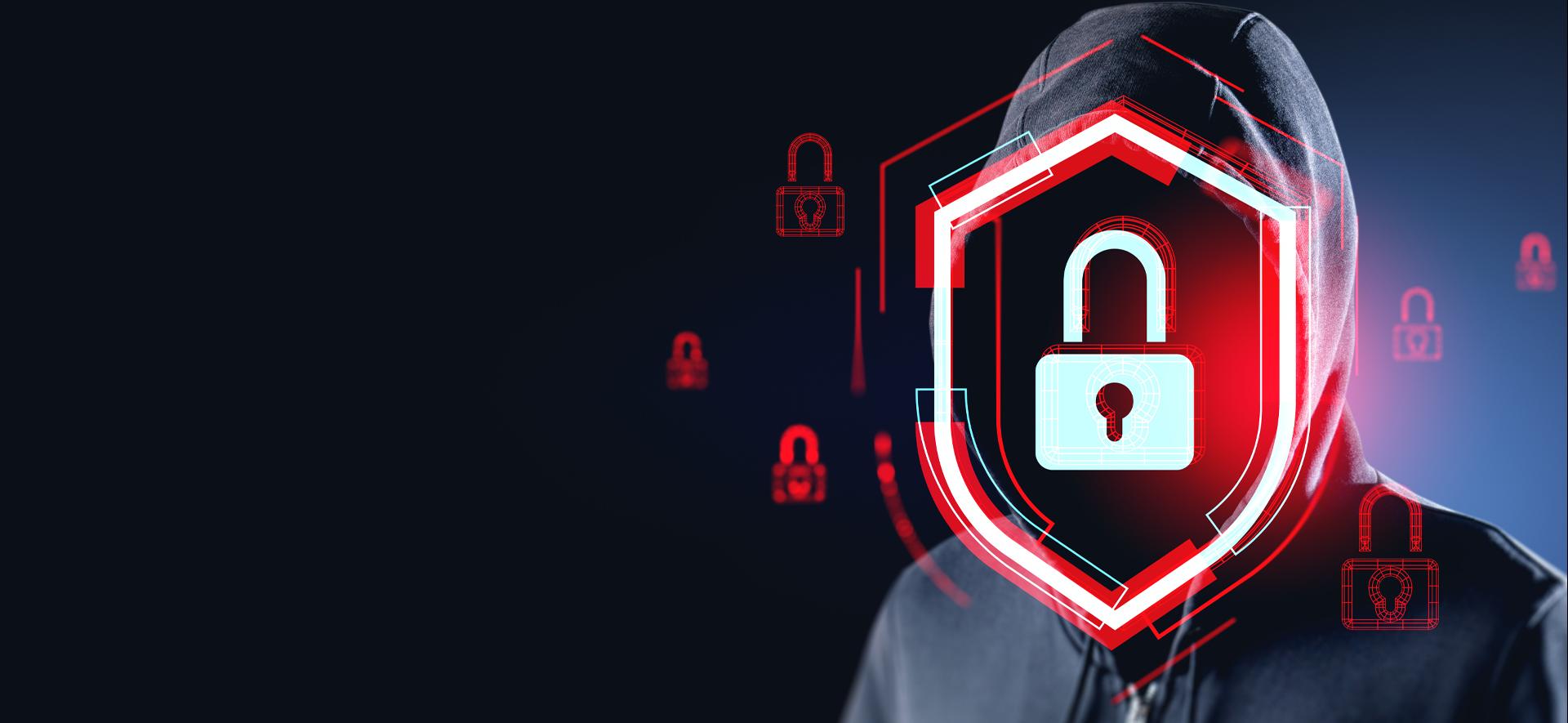 czerwona ikona tarczy z kłódką w środku