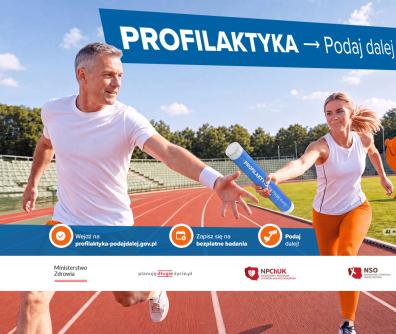 mężczyzna i kobieta biegną w wyścigu po zdrowie