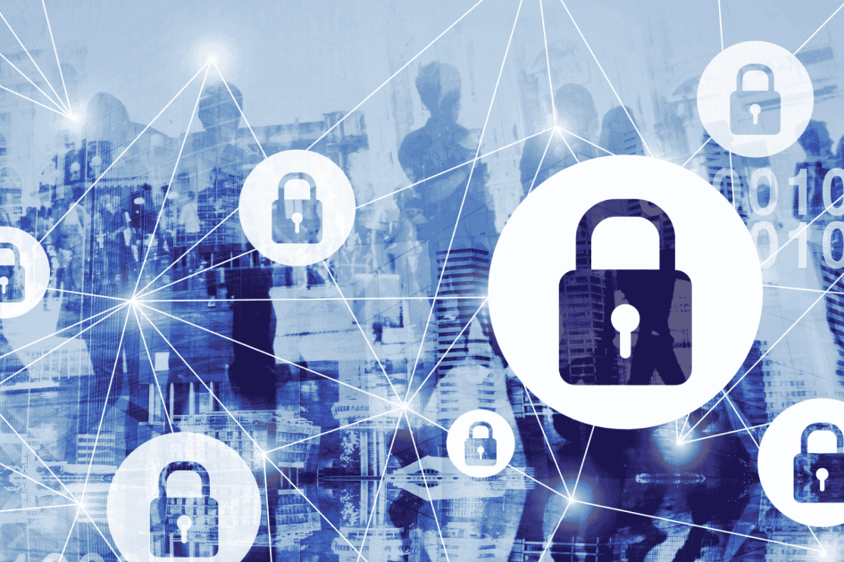 kłódki na tle graficznej interpretacji sieci