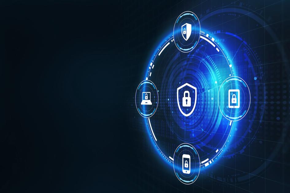 cyfrowa tarcza i okrąg z ikonami