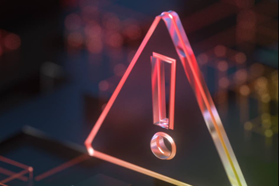 czewrono-pomarańczowy wykrzyknik w trójkącie