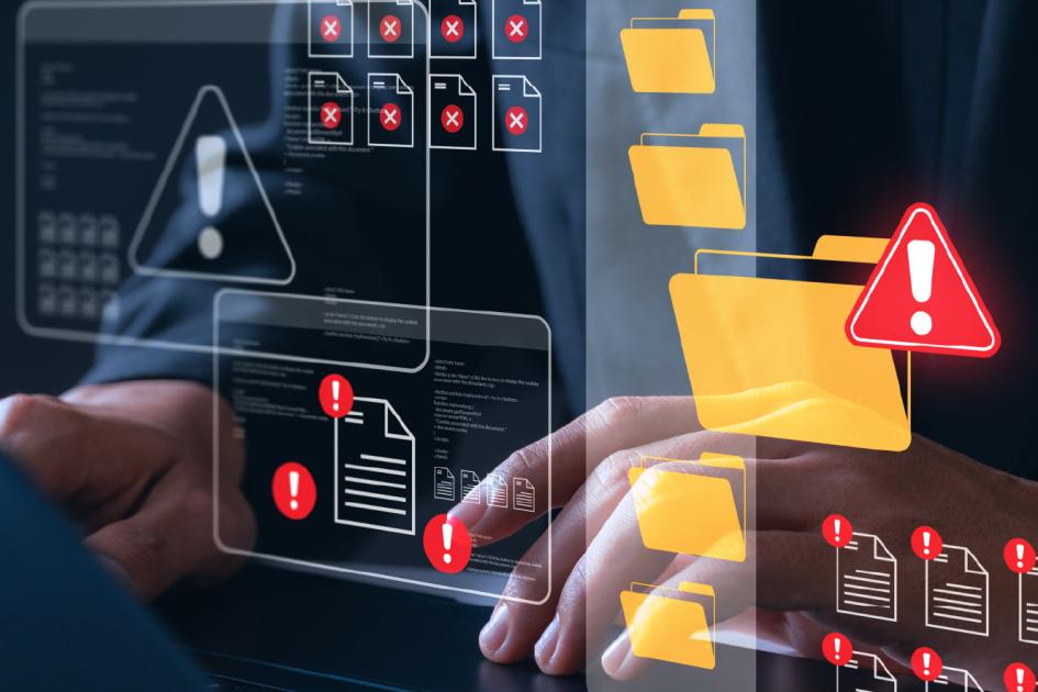 kolorowe ikony folderów i wykrzykników