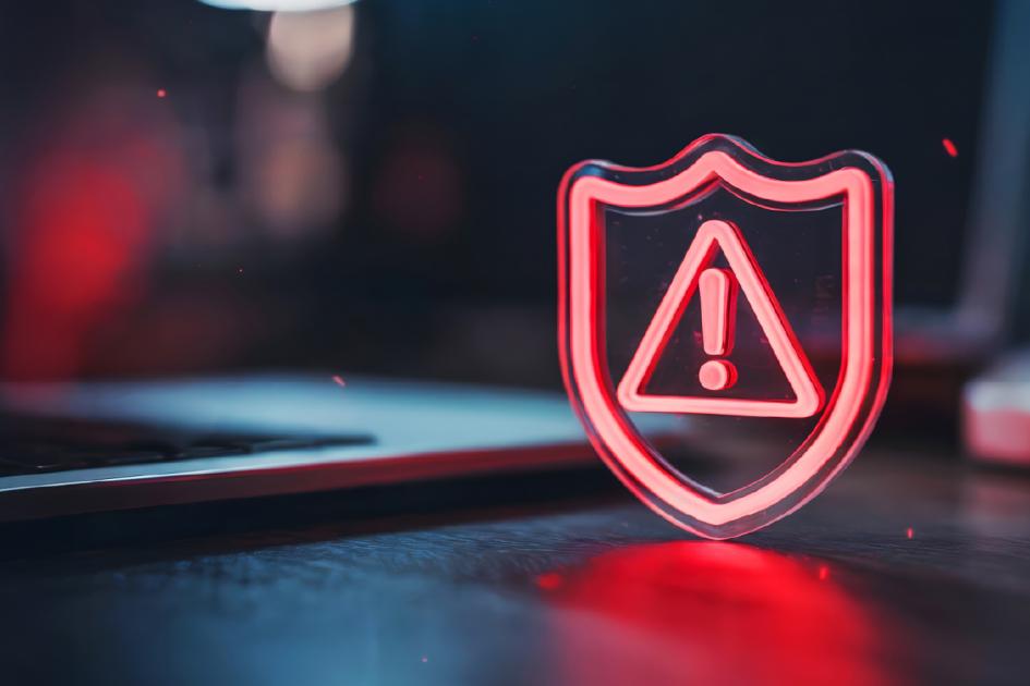 czerwony kontur tarczy z czerwonym trójkątem i wykrzyknikiem w środku